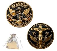Old Bastards Motorcycles Club-Motorcycle Guardian Coin, Freedom of The Road Double Sided Motorcycle Challenge Coin, Skull & Wings Design for Protection, Brotherhood & Bike Blessing for Riders (1pcs,b)