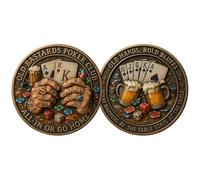 Old Bastards Poker Club Challenge Coin, All In Never Fold Poker Coin，Funny Old Fucker Club Poker Coin, Collectible Gag Gift for Men, Husband, Dad (B 1pcs)