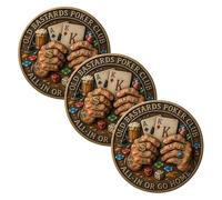 Old Bastards Poker Club Challenge Coin - Funny All-in Or Go Home Coin, Old Hands,Bold Bluffs Funny Challenge Coin for Men,Novelty Coin Collection Gag Gift for Dad, Husband Or Friends (3PC)
