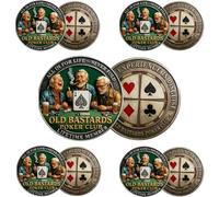 OLD BASTARDS POKER CLUB Commemorative Coin, Collectible Commemorative Coin, Las Vegas Souvenir Poker Player Accessory, Unisex Poker Gift, 4cm (Bb, Buy 5)