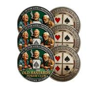 OLD BASTARDS POKER CLUB Commemorative Coin, Collectible Commemorative Coin, Las Vegas Souvenir Poker Player Accessory, Unisex Poker Gift, 4cm (Bb, Buy 3)