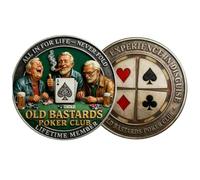 OLD BASTARDS POKER CLUB Commemorative Coin, Collectible Commemorative Coin, Las Vegas Souvenir Poker Player Accessory, Unisex Poker Gift, 4cm (Bb, Buy 1)