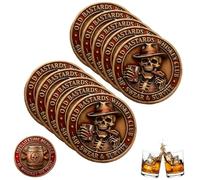 Old Bastards Whiskey Club Coin, Sip, Swear & Survive Coin, Vintage Double-Sided Token, Funny Whiskey Challenge Coins with Skull Design, Tough Old Bastard Gift for Whiskey Lovers (10pcs)