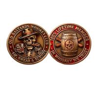 Old Bastards Whiskey Club - Sip, Swear & Survive, Old Bastard Whiskey Challenge Coin, Vintage Whiskey & Cigar Skull Coins for Whiskey Lovers & Bar Collectors, Novelty Collectible (1pc)