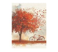 Old Bike Under the Tree Printed Jigsaw Puzzle 16.7x22.3 CM, Rectangular Puzzle Challenging Game for Adults Gifts, Family Fun Decorative Wall Decor