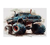 Old Blue Monster Car Placemats Heat Resistant Washable Oxford Cloth Table Mats Set of 4 Home Kitchen Decoration, Easy to Clean