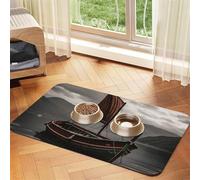 Old Boat Dog Food Mats for Floors, 12x18 Inch Non-Slip Super Absorbent Pet Food Mat, Dishwasher Dog Mat for Food and Water, Cute Rubber Quick Dry Pet Feeding Mat for Dogs Puppy Cats