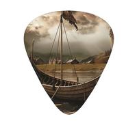 Old Boat Print Guitar Picks 12-Pack - Assorted Thickness Picks (0.46 mm, 0.71 mm, 0.96 mm) with Storage Box & Assorted Unique Design for Acoustic, Electric, Bass, and Ukulele Players