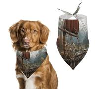 Old Boat Printed Pet Scarf Polyester Triangle Scarf - One Size (27.6in X 11.8in)