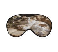 Old Books and Flower Cats Sleep Mask Block Light Eye Sleep Shade Cover Comfortable Lightweight Sleeping Blindfold Soft Breathable Night Eye Cover Adjustable Band Eye Mask for Men Women