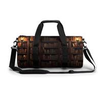 Old Bookshelf Candle Gym Bag Travel Duffel for Men Women | Sport Workout Handbag Overnight Weekender Bags with Shoulder Strap