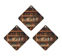 Old Bookshelf Car Air Freshener, 3 Pcs Rhombus Hanging Air Freshener Cards, Long Lasting Fragrance Scented Cards for Car, Home, Office Gray-style