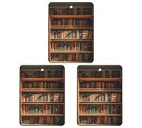 Old Bookshelf Car Air Freshener, 3 Pcs Square Hanging Air Freshener Cards, Long Lasting Fragrance Scented Cards for Car, Home, Office Black-style