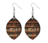 Old Bookshelf Wooden Earrings for Women, Vintage Elegant Wood Jewelry, Lightweight Earrings for Wedding, Party, Everyday Jewelry Gift, Star, Wood, wood