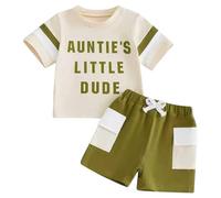 Old Boy Little Baby Outfit Toddler Boy Short Sleeve Letter Sweatshirt Top and Pants Set Infant Fall Winter Clothes Old (Green, 18-24 Months)