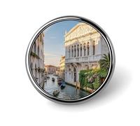 Old Buildings Round Badge Personalized Metal Lapel Pin Badges Fit Clothing Bags Hat Humorous Printed Brooch Badge Party Decorations Accessories for Men Women