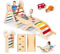 Old Canal Pikler Triangle Set, Montessori Climbing Toys for Toddlers, Wooden Indoor Pickler Climbing Set, Jungle Gym Climber Playground with Arch, Ramp, Ladde