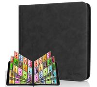 Old Canal Trading Card Album, Card Scrapbook with 12 Compartments for up to 720 Cards, Portable Zip Binder, Cards Binder for MTG, TCG, Baseball Cards (Black)