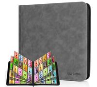 Old Canal Trading Card Album, Card Scrapbook with 12 Compartments for up to 720 Cards, Portable Zip Binder, Cards Binder for MTG, TCG, Baseball Cards (Gray)