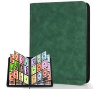 Old Canal Trading Card Album, Card Scrapbook with 9 Compartments for up to 540 Cards, Portable Zip Binder, Cards Binder for MTG, TCG, Baseball Cards (Dark Green)