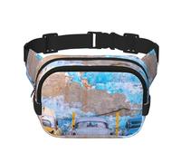 Old Car Dilapidated Wall Print Bag Waist Fanny Pack - Keeper Large Fashion Bumbag for Women Men,Adjustable Waist Bag Running Walking Outdoor