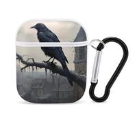 Old Castle And Black Crow Earphone Case Cover Compatible with AirPods 1&2 Shockproof Bluetooth Headset Case White-style