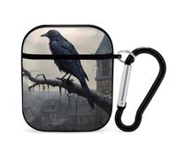 Old Castle And Black Crow Earphone Case Cover Compatible with AirPods 1&2 Shockproof Bluetooth Headset Case Black-style