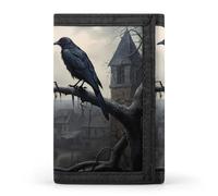 Old Castle and Black Crow Trifold Wallet Cute Card Slots Holder Clutch Purse Wallets for Men Women