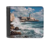 Old Castle Wave Men's Wallet Bifold RFID Blocking Wallet Slim Billfold Pocket with Card Holders for Women