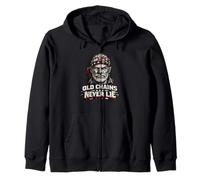 Old Chains Never Lie Disc Golf Vintage Frolf Veteran Zip Hoodie