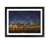 Old City In Jerusalem Israel Painting Modern Art Framed Print | A2 Black Framed Wall Art | Ready to Hang | Modern Cityscape Picture | Living Room Bedroom Lounge Office