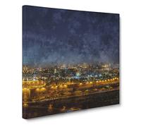 Old City In Jerusalem Israel Painting Modern Canvas Wall Art Print Ready to Hang, Framed Picture for Living Room Bedroom Home Office Décor, 20x20 Inch (50x50 cm)