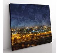 Old City In Jerusalem Israel Painting Modern Canvas Wall Art Print Ready to Hang, Framed Picture for Living Room Bedroom Home Office Décor, 50x50 cm (20x20 Inch)
