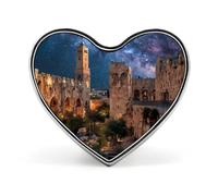Old City Jerusalem Night Israel Button Pins Heart Lapel Pin Badge Button Brooch Craft Gift Decor for Women Men