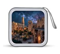 Old City Jerusalem Night Israel CD Case 40 Capacity DVD Storage CD Holder Organizer Disc Wallet Bag for Car Home