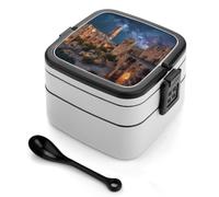 Old City Jerusalem Night Israel Double Layer Bento Box Lunch Containers | Stackable,Lunch Box,Detachable,with Spoon,for Men Women