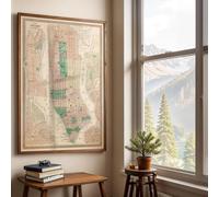 Old City Map | NEW YORK USA Framed Poster Print Wall Art Image Home Decor Artworks Framed Poster Different Sizes and Colours