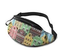 Old Colourful Buildings Wallpaper Fanny Pack Fashion Waist Bag