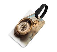 Old Compass Luggage Tags for Suitcases Cute Suitcase Tag Privacy Cover ID Identifier Unique Name Tags for Travel Baggage Essentials Fashion Tag, Black-style, One Size