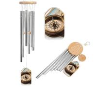 Old Compass Memorial Wind Chimes for Outside Deep Tone 20.5", 6 Aluminum Tubes, Sympathy Windchimes Personalized Chimes for Outdoor Garden Patio Yard Decor, Bereavement Condolence Gift