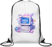 Old Computer Crash with Restart Screen Gym Sack Casual Drawstring Bag White