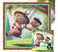 Old Couple Printed Cross Stitch Kits 40x40cm DIY 11CT Thread Needlework, Cross Stitch Kits for Adults, Embroidery Kit for Adult Beginner, Art Crafts for Home Wall Decor,Gifts for Mothers Girls