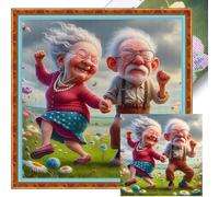 Old Couple Printed Cross Stitch Kits 40x40cm DIY 11CT Thread Needlework, Cross Stitch Kits for Adults, Embroidery Kit for Adult Beginner, Art Crafts for Home Wall Decor,Gifts for Mothers Girls