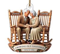 Old Couple Sitting On Rocking Chairs Together Personalized Christmas Acrylic Ornament 2025, Couple Growing Old Together Since Ornament,Anniversary Haning for Husband, Wife, Boyfriend, Grandparents