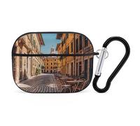 Old Courtyard Cafe Chair City, Rome, Italy Earbuds Organizer Shockproof Protective Airpods Pro Cover with Carabiner Clip Anti Fall Carrying Earphone Case Cover for Airpods Pro 2nd Generation Black
