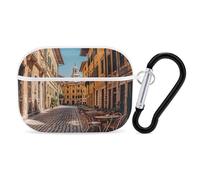 Old Courtyard Cafe Chair City, Rome, Italy Earbuds Organizer Shockproof Protective Airpods Pro Cover with Carabiner Clip Anti Fall Carrying Earphone Case Cover for Airpods Pro 2nd Generation White