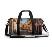 Old Courtyard Cafe Chair City, Rome, Italy Gym Bag for Men Women Water Resistant Duffle Bag Travel Lightweight Bag for Travel Sports, white, 17.7in/9in/9in