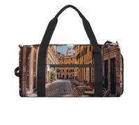 Old Courtyard Cafe Chair City, Rome, Italy Gym Bag for Men Women Water Resistant Duffle Bag Travel Lightweight Bag for Travel Sports, white, One Size