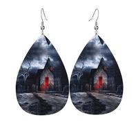 Old Crypt Ladies Leather Earrings Teardrop Drop Print Earrings Fashion Lightweight Daily Wear Party Date