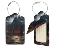 Old Crypt Luggage Tag for Suitcase PU Leather Suitcase Tag with Stainless Steel Loop and Address Card Baggage Tags Cute Bag Name Travel Tags ID Labels for Women Men 2 PCS